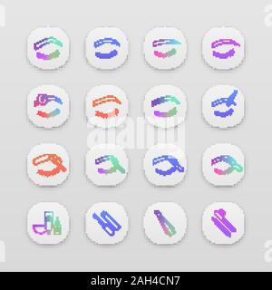 Augenbrauen formen App Icons einstellen. UI/UX-Benutzeroberfläche. Augenbrauen microblading und Tattoo. Augenbrauen Permanent Make-up. Augenbrauen färben. Web oder Mobil Stock Vektor