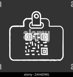 QR-Code ID-Karte chalk Symbol. Namensschild mit Matrix Barcode. ID-Karte mit 2D-Code. Zweidimensionale Barcode Daten. Isolierte Vektor des Schwarzen Brettes Stock Vektor