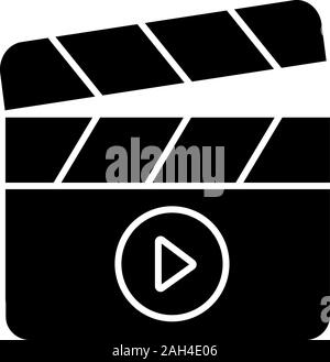 Dreharbeiten glyph Icon. Filmindustrie. Klappe. Time code Schiefer. Video Produktion. Kinematographie. Silhouette Symbol. Negativer Platz. Vektor isoliert Stock Vektor