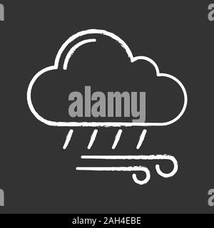 Regnerischen und windigen Wetter chalk Symbol. Regen und Wind. Sturm. Stürmisch. Heavy Rain. Wettervorhersage. Isolierte vektor Tafel Abbildung Stock Vektor