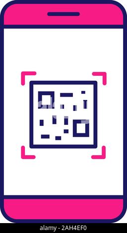 QR-Code scannen Smartphone App Farbe Symbol. Matrix Barcode Scanner. 2D-Code Handy reader. Isolierte Vector Illustration Stock Vektor