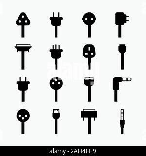 Kabel Icon Set Design Stock Vektor