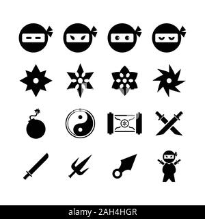 Ninja Icon Set Design Stock Vektor