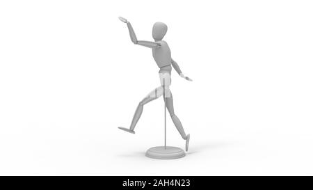 3D-Rendering für eine Walking dummy dummy in weißem Hintergrund Stockfoto