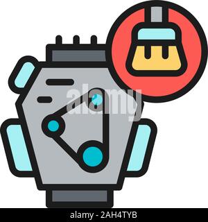 Auto motor Reinigung flachbild Color Line Symbol. Auf weissem Hintergrund Stock Vektor
