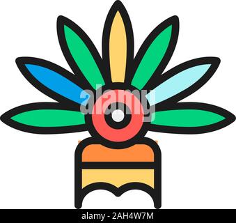 Vektor Karneval Kopfschmuck, festliche hat Flachbild Color Line Symbol. Stock Vektor