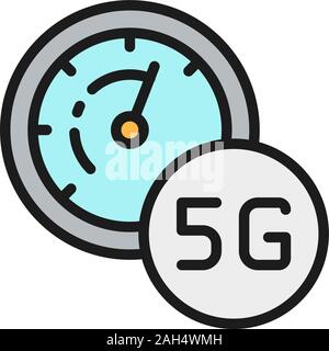 Vector high speed 5G internet flat Color Line Symbol. Stock Vektor