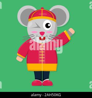 Maus tragen Cheongsam für das chinesische Neujahr Konzept Vector Illustration Stock Vektor