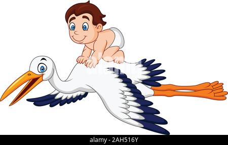Cartoon Storch mit Baby Stock Vektor