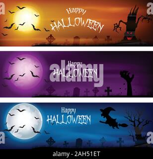 Drei Sätze von Halloween Banner Stock Vektor