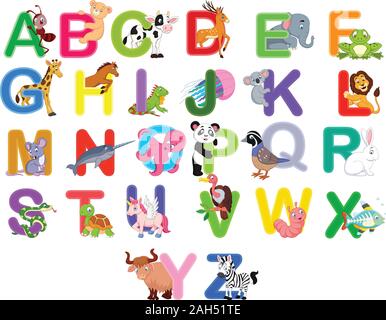 Tiere Alphabet einstellen Stock Vektor