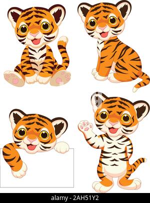 Cartoon baby Tiger Sammlung Stock Vektor