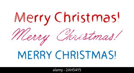 Satz von handschriftlichen congratulatory Inschriften - Frohe Weihnachten! auf weißem Hintergrund. Flache Skizze Stil. Stock Vektor