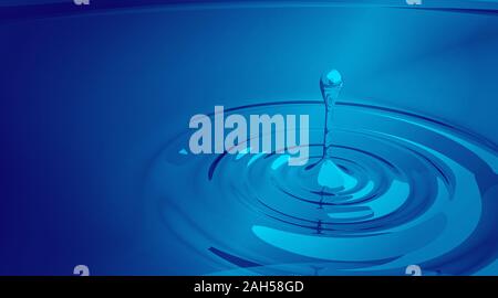 Wasser Tropfen und Spritzen. 3D-Rendering Stockfoto