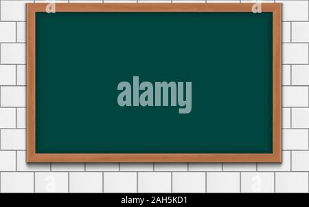 Grüne Brett auf dem weißen Block Wand Stock Vektor