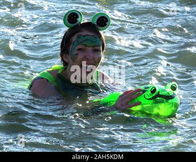 Weymouth Cross Harbour Weihnachten Tag Schwimmen, Dorset. Credit: Dorset Media Service/Alamy leben Nachrichten Stockfoto