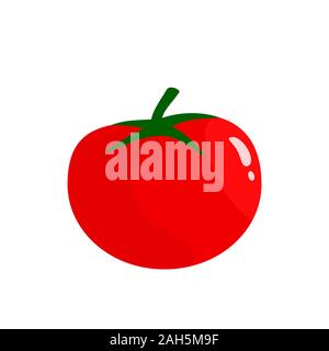 Tomate Vector Illustration. Tomate Symbol Flat Style. Einfache tomate Clipart auf weißen isoliert. Tomate Cartoon, Logo Design. Ökologische Lebensmittel. Rote Gemüse Stock Vektor