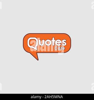 Zitate Cafe Logo Design Vorlage, Call out Logo Konzept, Weiß, Grau, Orange Stock Vektor