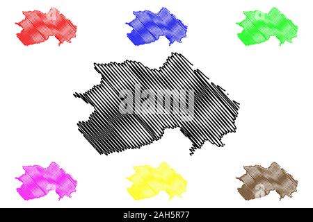 Debub Region (Horn von Afrika, Staates Eritrea, Regionen von Eritrea) Karte Vektor-illustration, kritzeln Skizze Region Süd Karte Stock Vektor