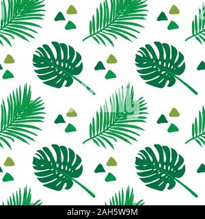 Vektor nahtlose tropische Muster. Sommer exotische Pflanzen Ornament. Dschungel Hand gezeichnet Textur. Natur Abbildung. Botanische Hintergrund. Stockfoto