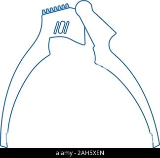 Knoblauchpresse Symbol. Dünne Linie mit blauer Füllung Design. Vector Illustration. Stock Vektor
