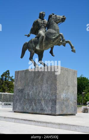 Thessaloniki, Griechenland - 09 Juni, 2017: Denkmal für Alexander den Großen am Ufer der Ägäis entfernt Stockfoto