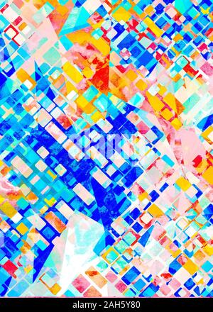 Bunte blau Aquarell handgemachte Malerei und digitale gemacht Hintergrund Stockfoto