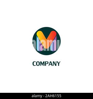 Buchstabe M oder MV oder VM Alphabet Company Logo Design Template, Mobile Media Company Logo Konzept, farbenfrohe, moderne, Rainbow Gradation, Vector EPS 10. Stock Vektor