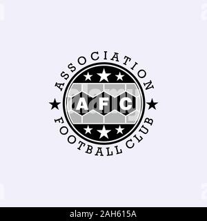 Schreiben AFC Alphabetische Logo Design Vorlage, Association Football Club Logo Konzept, Schwarz, Grau, Emblem, "Ellipse", "Abgerundetes Logo, Sterne Element, Sechskant Stock Vektor