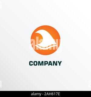 Outdoor Sport Logo Design Vorlage, Surf Strand, Wellen Logo Konzept, Urlaub, Ferien, Reisen, Weiß, Orange, Ellipse, abgerundete Form, Vector EPS 10. Stock Vektor