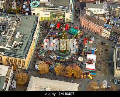 Luftbild, Weihnachtsmarkt, das größte Weihnachtsbaum der Welt, Dortmund, Ruhrgebiet, Nordrhein-Westfalen, Deutschland, DE, Europa, Vögel - e Stockfoto