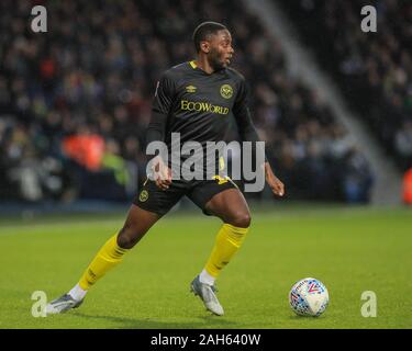 21. Dezember 2019, der Weißdorn, West Bromwich, England; Sky Bet Meisterschaft, West Bromwich Albion v Brentford: Josh Dasilva (14) von Brentford mit der Kugel Credit: Mark Cosgrove/News Bilder Stockfoto
