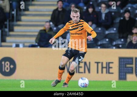 21. Dezember 2019, KC Stadium, Kingston upon Hull, England; Sky Bet Meisterschaft, Hull City v Birmingham City: match image Jarrod Bowen (20) von Hull City Credit: David Grieben/News Bilder Stockfoto