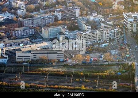 Luftbild, Bau, neue Literatur Viertel, Abbrucharbeiten ehemalige Zeitung Viertel, ehemaliger WAZ-zentrale Redaktion und headqua Stockfoto