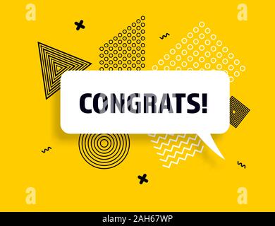 Congrats Sprechblase banner pop art Memphis style Stock Vektor