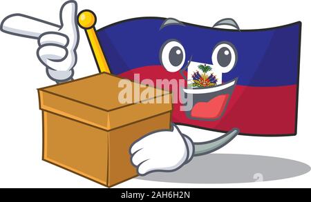 Flagge Haiti Blättern cartoon Charakter, eine Box Stock Vektor