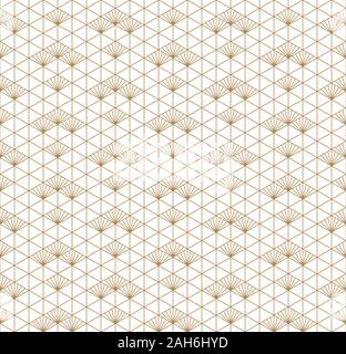 Japanische nahtlose geometrische Muster. Gold durchschnittliche Dicke Linien. Für Design vorlage, Textil-, Gewebe-, Geschenkpapier, Laser Schneiden und Gravieren. Stock Vektor