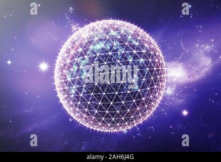 Globale netrwork 3d renderin mit Universum auf Hintergrund Stockfoto