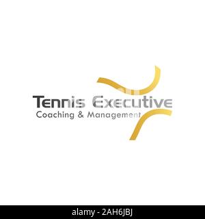 Tennis Executive Logo Design Vorlage, Sauber, einfach, Luxushotels, Gold Tennis Ball Form Logo Konzept, Sport Gesellschaft, Vektor-EPS 10. Stock Vektor