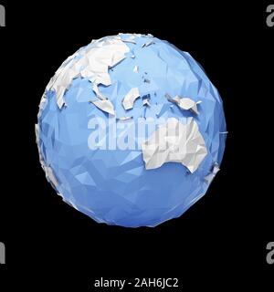 Planet Earth Globus - origami-Stil - mit Freistellungspfad isoliert Stockfoto