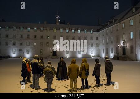 Historischer Rundgang in der Nacht, Old Québec City, Kanada Stockfoto