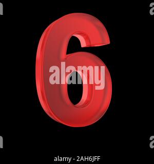 Nummer sechs-rot isoliert mit Beschneidungspfad Stockfoto