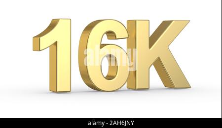 Golden 3 D16 K Symbol mit Freistellungspfad isoliert Stockfoto