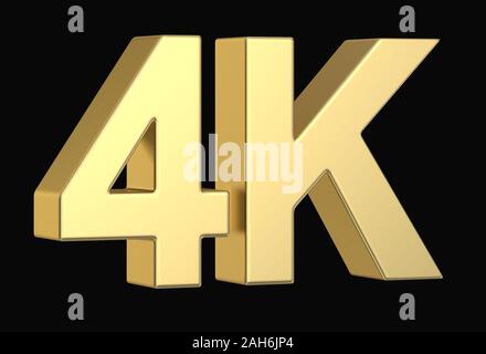 Golden 3 D4K Symbol mit Freistellungspfad isoliert Stockfoto