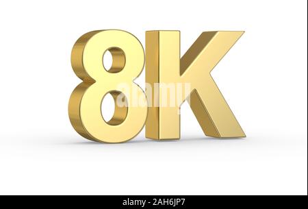 Golden 3 D8K Symbol mit Freistellungspfad isoliert Stockfoto