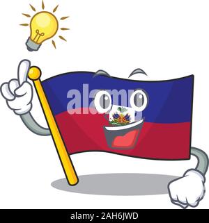 Eine Idee haben Flagge Haiti Blättern Cartoon Character Design Stock Vektor