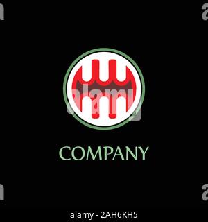 Schreiben MW Alphabetische Logo Design Vorlage, "Ellipse", "Abgerundetes Logo Konzept, schwarzer Hintergrund, stark und mutig, Lettermark Stock Vektor