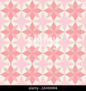 Vector pink Patchwork Quilt nahtlose Hintergrund Rapport mit Stern. Stock Vektor