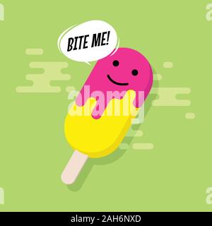 Eis Charakter mit biss mir Ballon Text. Vektor Stock Vektor