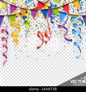 Abbildung: farbige Konfetti, Girlanden und Luftschlangen Hintergrund für Party oder Karneval Nutzung mit Transparenz in Vektor Datei Stock Vektor